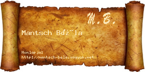 Mantsch Béla névjegykártya